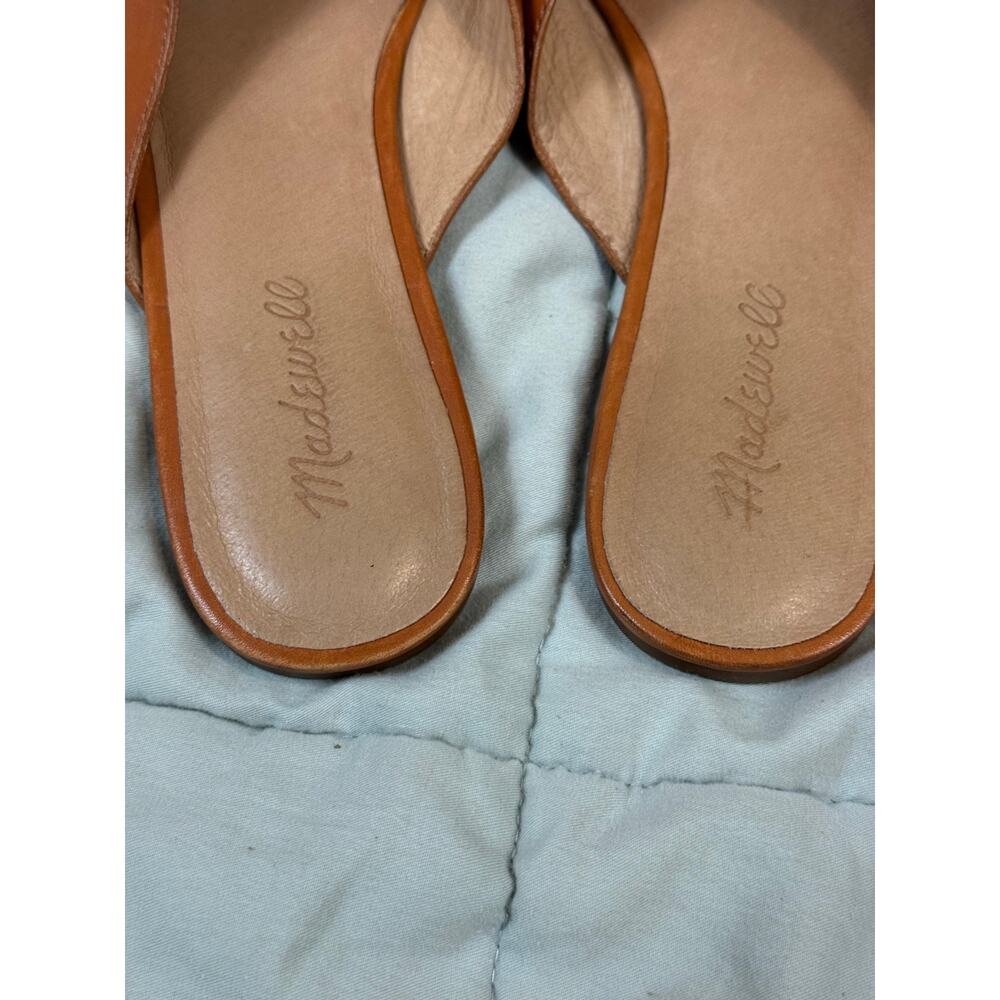 Madewell Camel Leather Remi Flats Mules Slides 9.5 l Brown Tan English Saddle - Picture 9 of 11